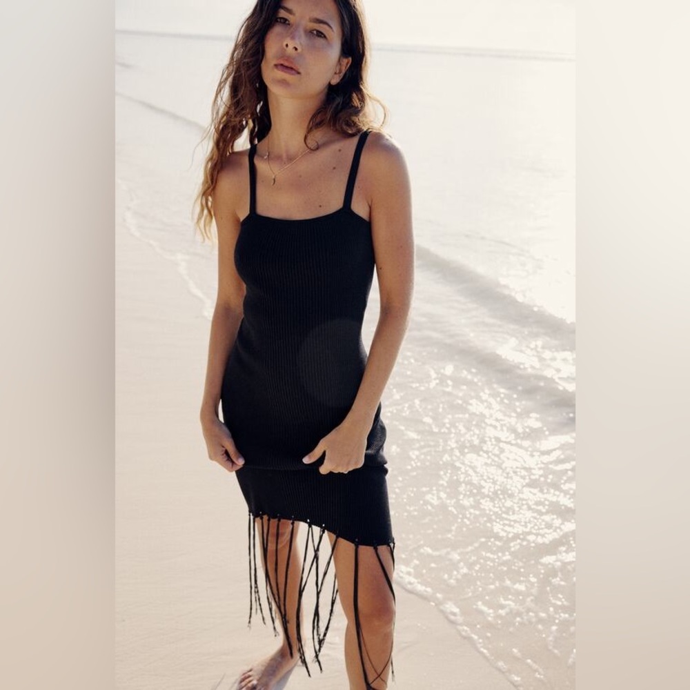 Zara Black Knit Flapper Dress
